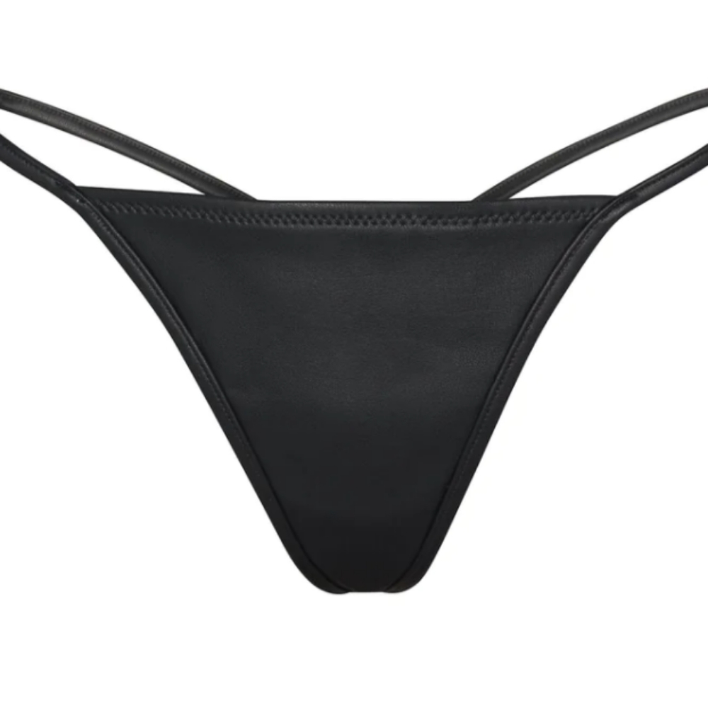 Faux leather string thong